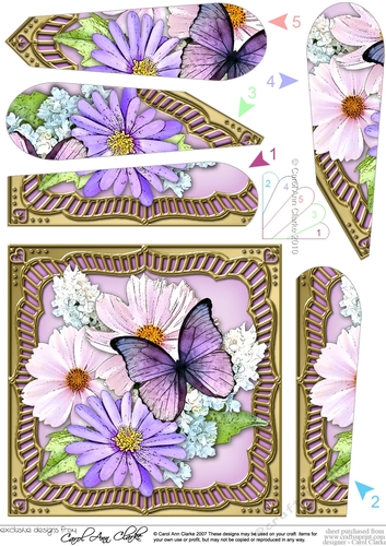Flowers & Butterfly in a Gold Frame Fan Pyramage Topper