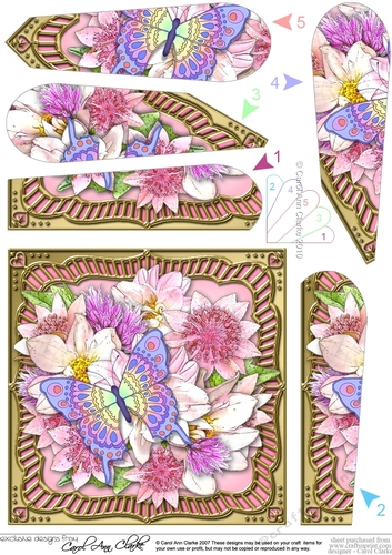 Flowers & Butterfly in a Gold Frame Fan Pyramage Topper