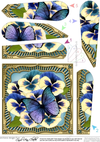 Flowers & Butterfly in a Gold Frame Fan Pyramage Topper