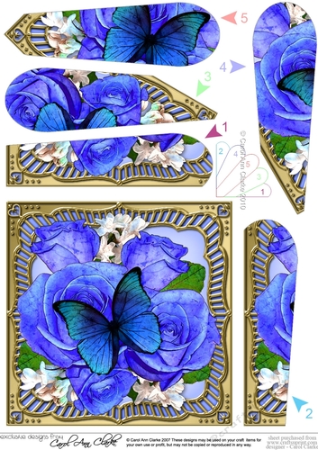 Flowers & Butterfly in a Gold Frame Fan Pyramage Topper
