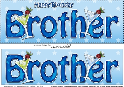 Large DL Happy Birthday BROTHER 3D decoupage