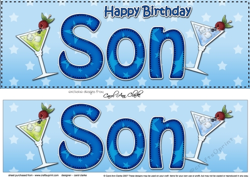 Large DL Happy Birthday SON 3D decoupage