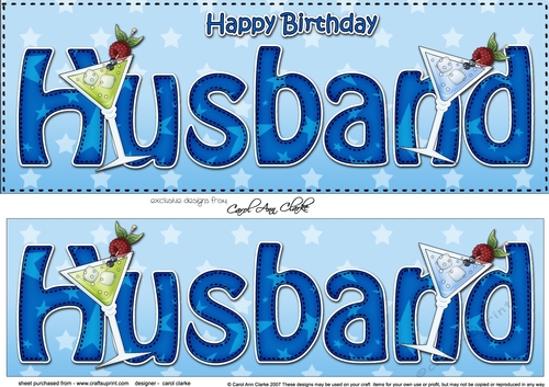 Large DL Happy Birthday HUSBAND 3D decoupage