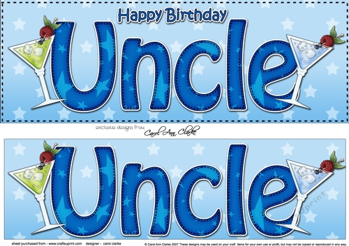 Large DL Happy Birthday UNCLE 3D decoupage
