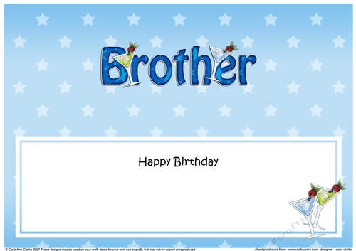 Large DL Happy Birthday BROTHER insert