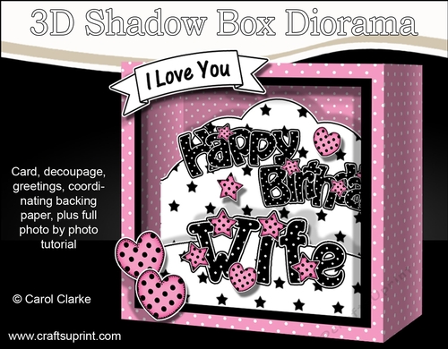 3D Diorama Shadow Box Word Card Mini Kit  -  Happy Birthday WIFE