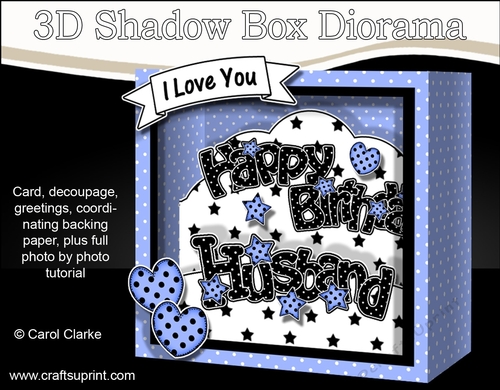 3D Diorama Shadow Box Word Card Mini Kit  -  Happy Birthday HUSBAND