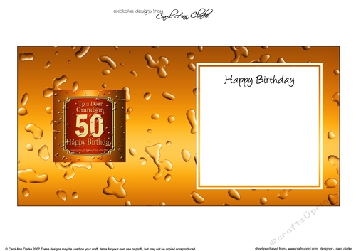 50th Birthday Grandson Beer Label square landscape insert