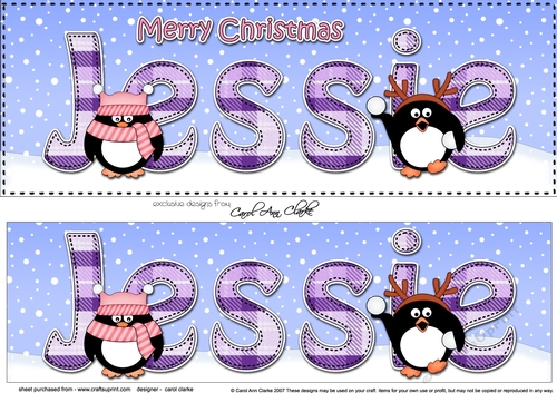 Large DL Merry Christmas JESSIE 3D decoupage 