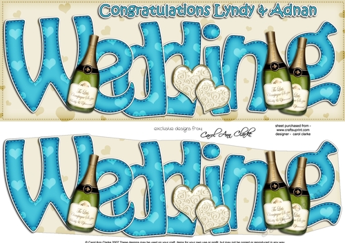 Large DL Wedding LYNDY & ADNAN card & 3D decoupage 