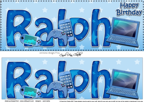 Large DL Happy Birthday RALPH 3D decoupage