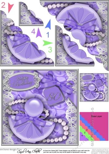 80th Birthday Perfume Lace & Pearls Scalloped Corner Stacker