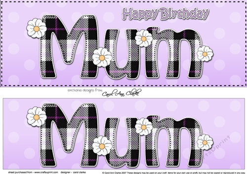 Large DL Happy Birthday MUM 3D decoupage
