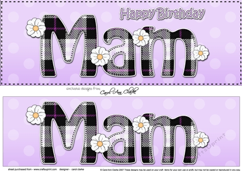 Large DL Happy Birthday MAM 3D decoupage
