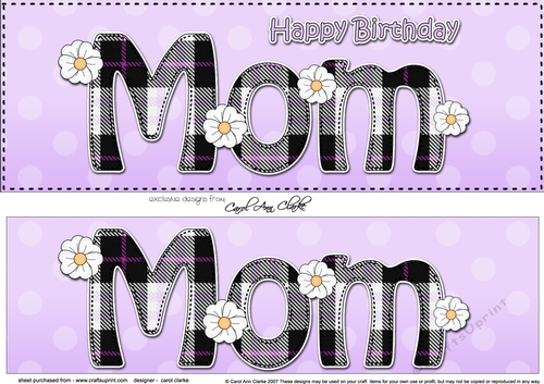 Large DL Happy Birthday MOM 3D decoupage