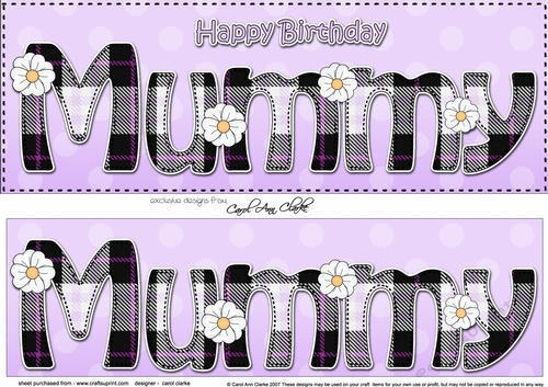 Large DL Happy Birthday MUMMY 3D decoupage