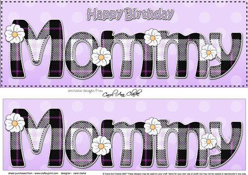 Large DL Happy Birthday MOMMY 3D decoupage