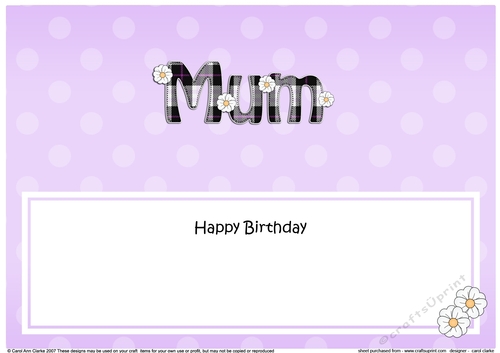 Large DL Happy Birthday MUM insert