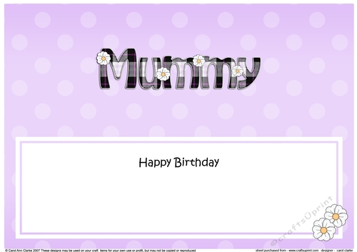 Large DL Happy Birthday MUMMY insert