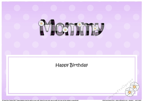 Large DL Happy Birthday MOMMY insert