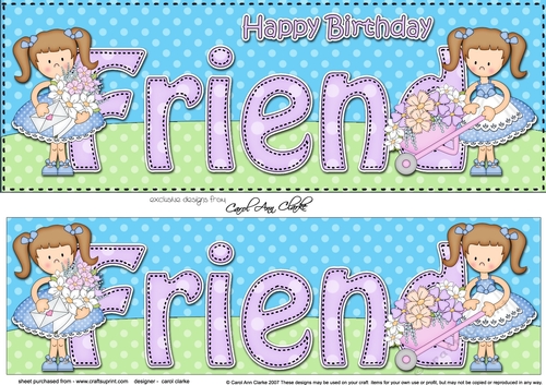 Large DL Happy Birthday FRIEND 3D decoupage