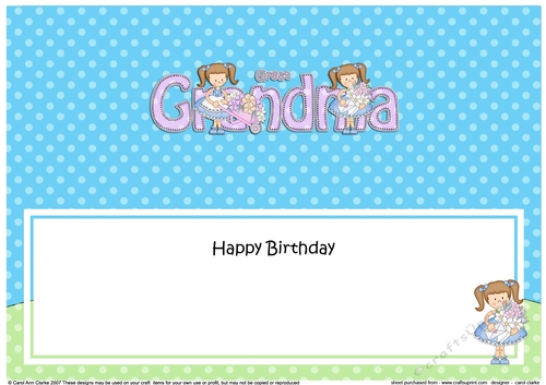 Large DL Happy Birthday GREAT GRANDMA insert