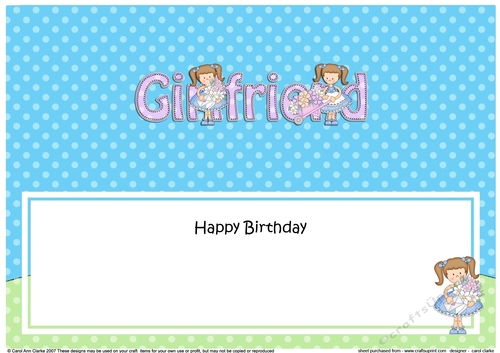 Large DL Happy Birthday GIRLFRIEND insert