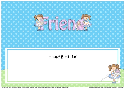 Large DL Happy Birthday FRIEND insert