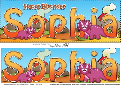 Large DL Happy Birthday SOPHIA insert