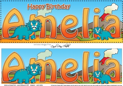 Large DL Happy Birthday AMELIA insert