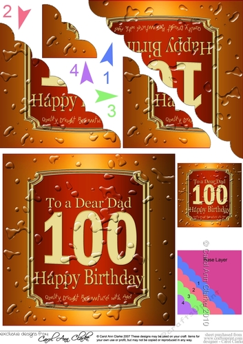 100th Birthday Dad Beer Label Scalloped Corner Stacker