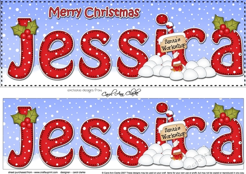 Large DL Merry Christmas JESSICA 3D decoupage 