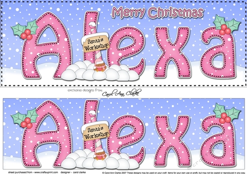 Large DL Merry Christmas ALEXA 3D decoupage 