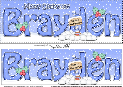 Large DL Merry Christmas BRAYDEN 3D decoupage 