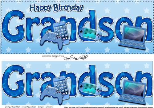 Large DL Happy Birthday GRANDSON 3D decoupage