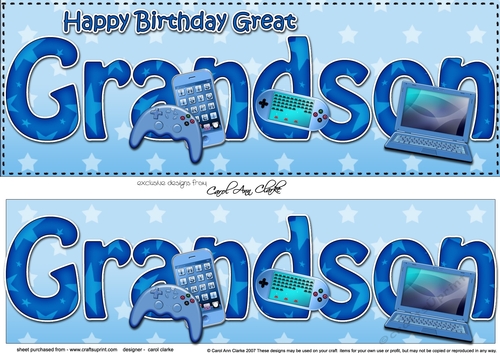 Large DL Happy Birthday GREAT GRANDSON 3D decoupage