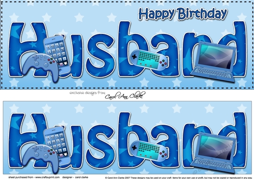 Large DL Happy Birthday HUSBAND 3D decoupage