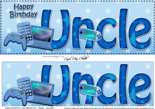 Large DL Happy Birthday UNCLE 3D decoupage