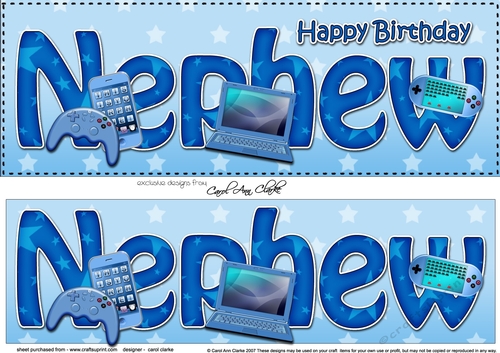 Large DL Happy Birthday NEPHEW 3D decoupage