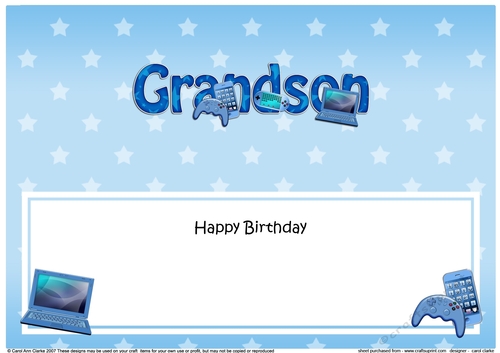 Large DL Happy Birthday GRANDSON insert