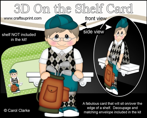 3D On the Shelf Card Kit - Older Man Byron plays Golf