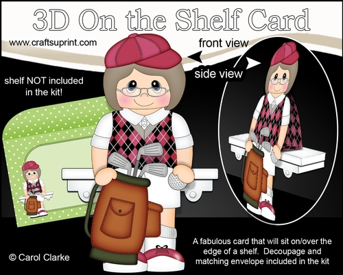 3D On the Shelf Card Kit - Older Lady Mariah plays Golf
