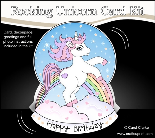3D Shaped Rocking Card Mini Kit  -  Cute Little Unicorn Sparkle