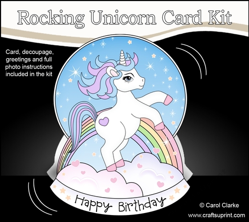 3D Shaped Rocking Card Mini Kit  -  Cute Little Unicorn Magic