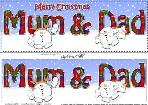 Large DL Merry Christmas MUM & DAD 3D decoupage 