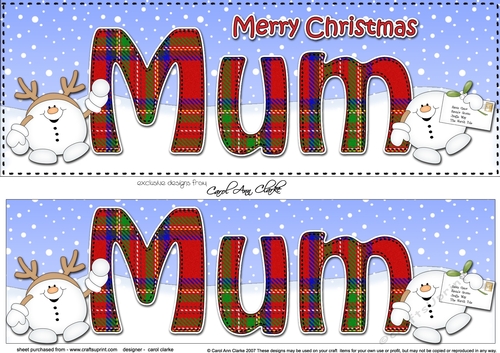 Large DL Merry Christmas MUM 3D decoupage 