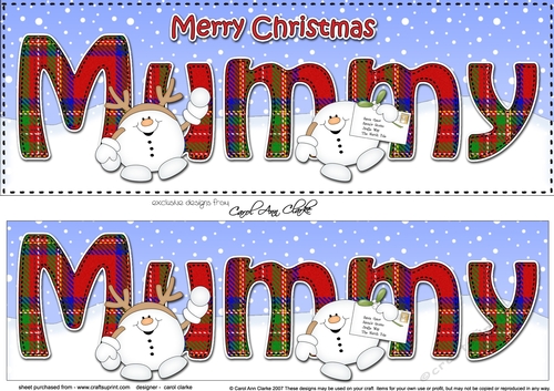 Large DL Merry Christmas MUMMY 3D decoupage 
