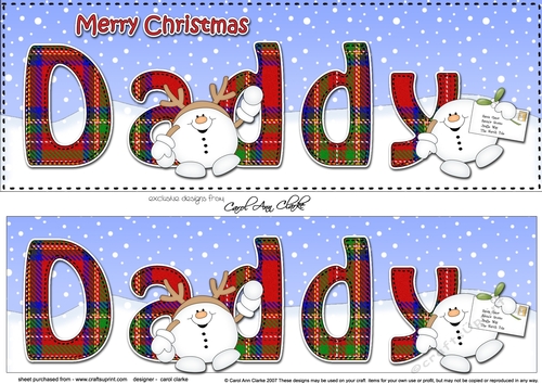 Large DL Merry Christmas DADDY 3D decoupage 