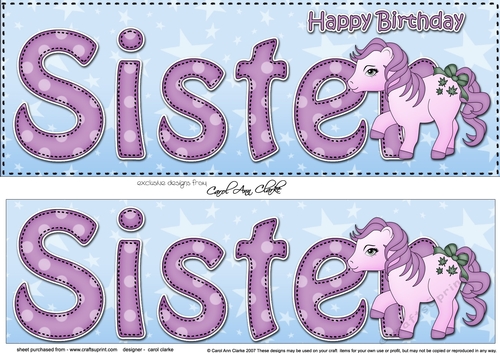 Large DL Happy Birthday SISTER 3D decoupage