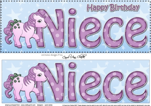 Large DL Happy Birthday NIECE 3D decoupage